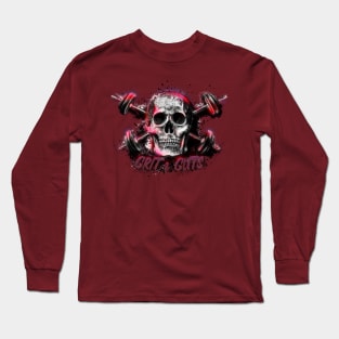 Grit and Guts Skull Neon Red Long Sleeve T-Shirt